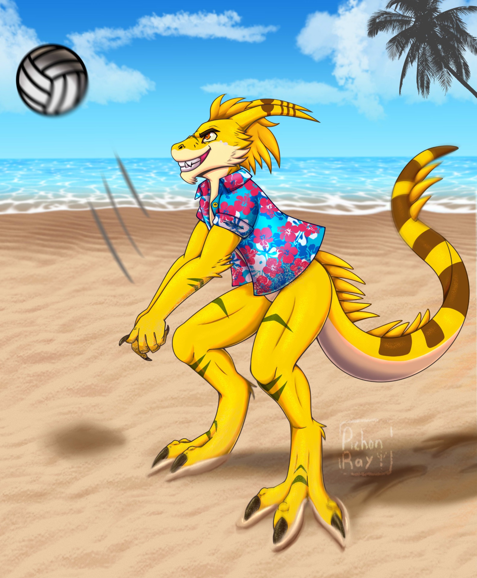 Ziggy en la playa | Arte por Pichon Ray